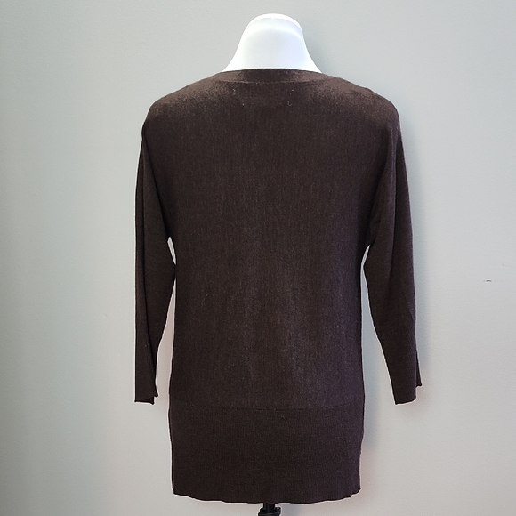 MAX STUDIO Chocolate brown 100% Extra fine Merino wool sweater - Picture 5 of 9